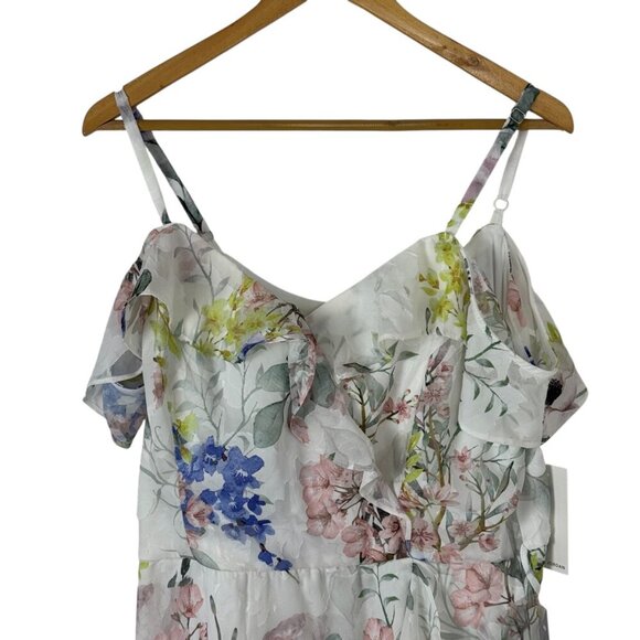 Julia Jordan NEW Floral Ivory Multicolor Hi Low Faux Wrap Maxi Dress Size 16 - Picture 5 of 16